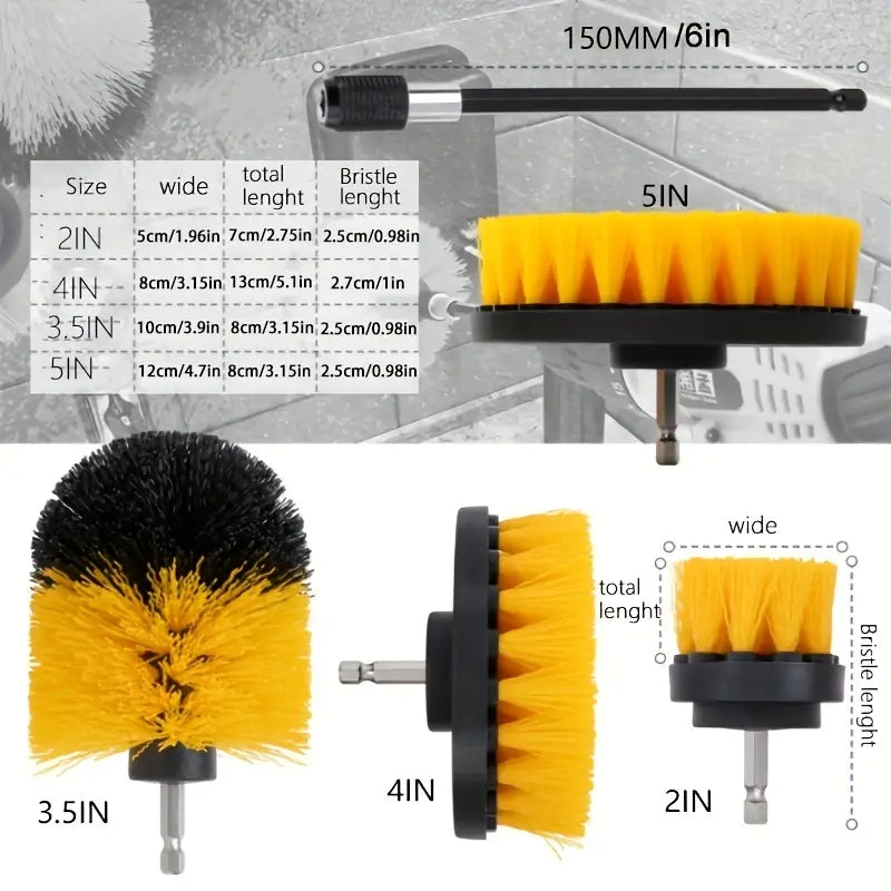 1/3/4 Piezas, Cepillo de limpieza, Cepillo de taladro eléctrico, Cepillo de plástico para taladro eléctrico, Cepillo de taladro eléctrico para el hogar