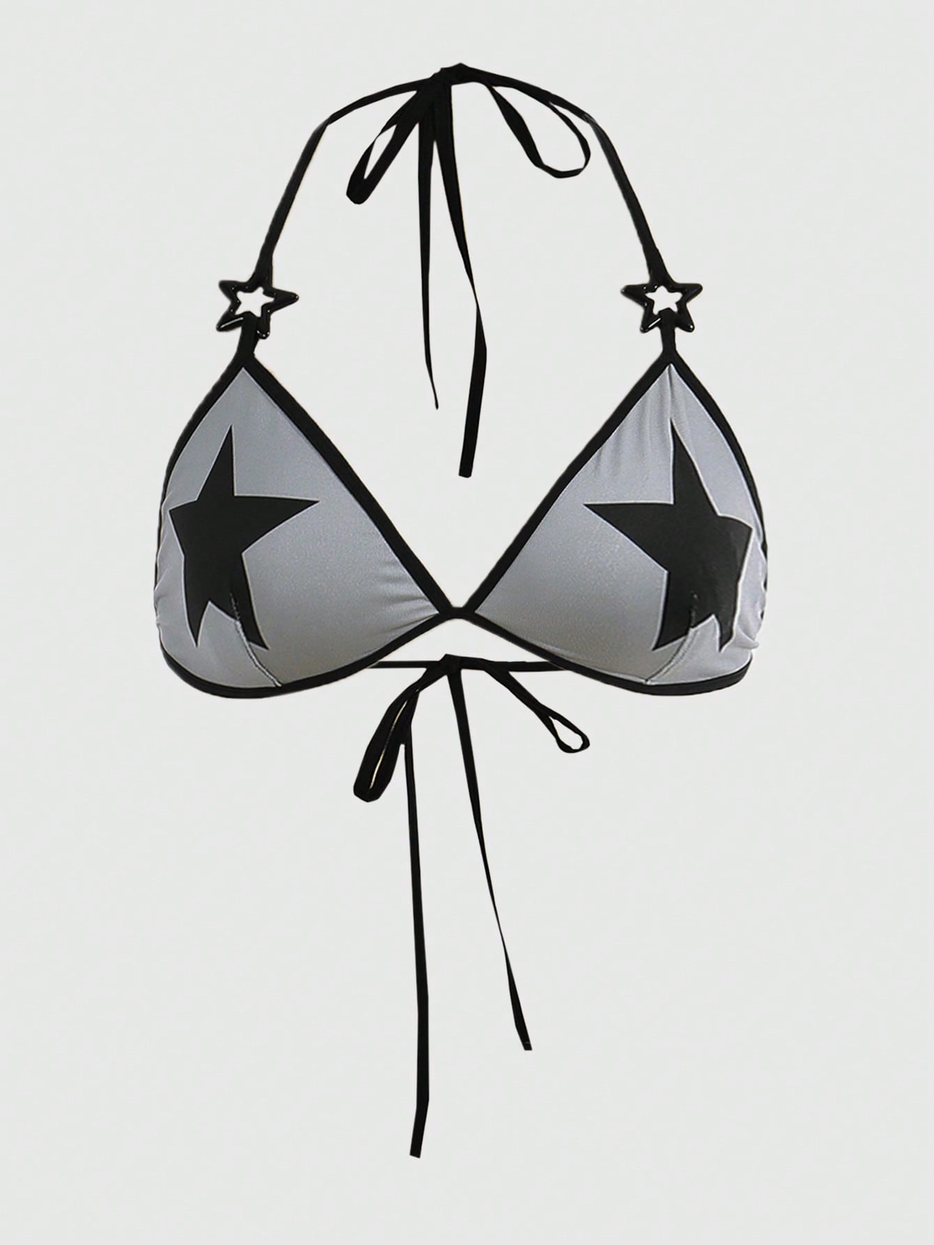 Be Kind and Love Yourself Sujetador con estampado de estrella unido en contraste halter