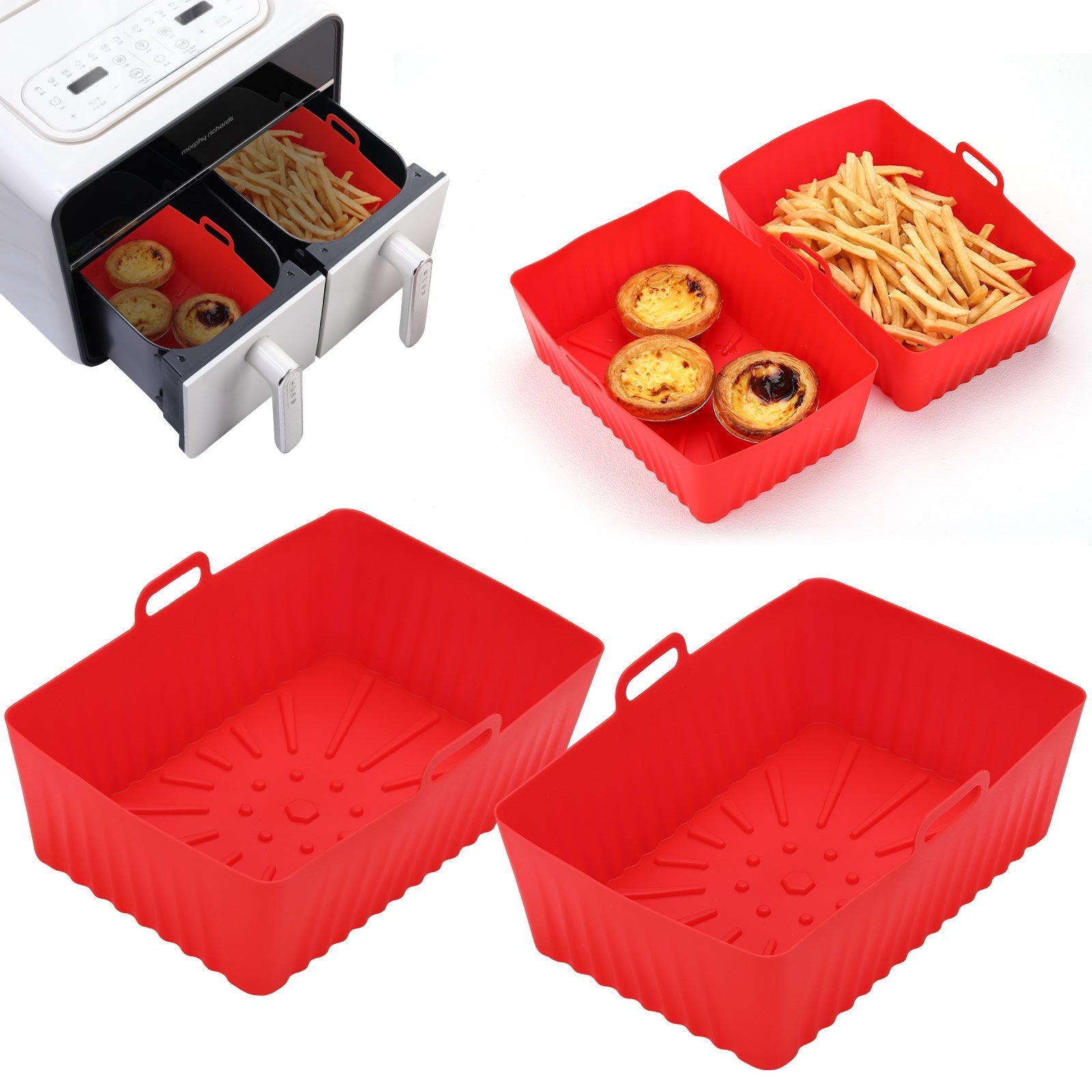 Revestimientos de silicona para freidora de aire, bandeja para hornear reutilizable para cocina, accesorios para freidora de aire