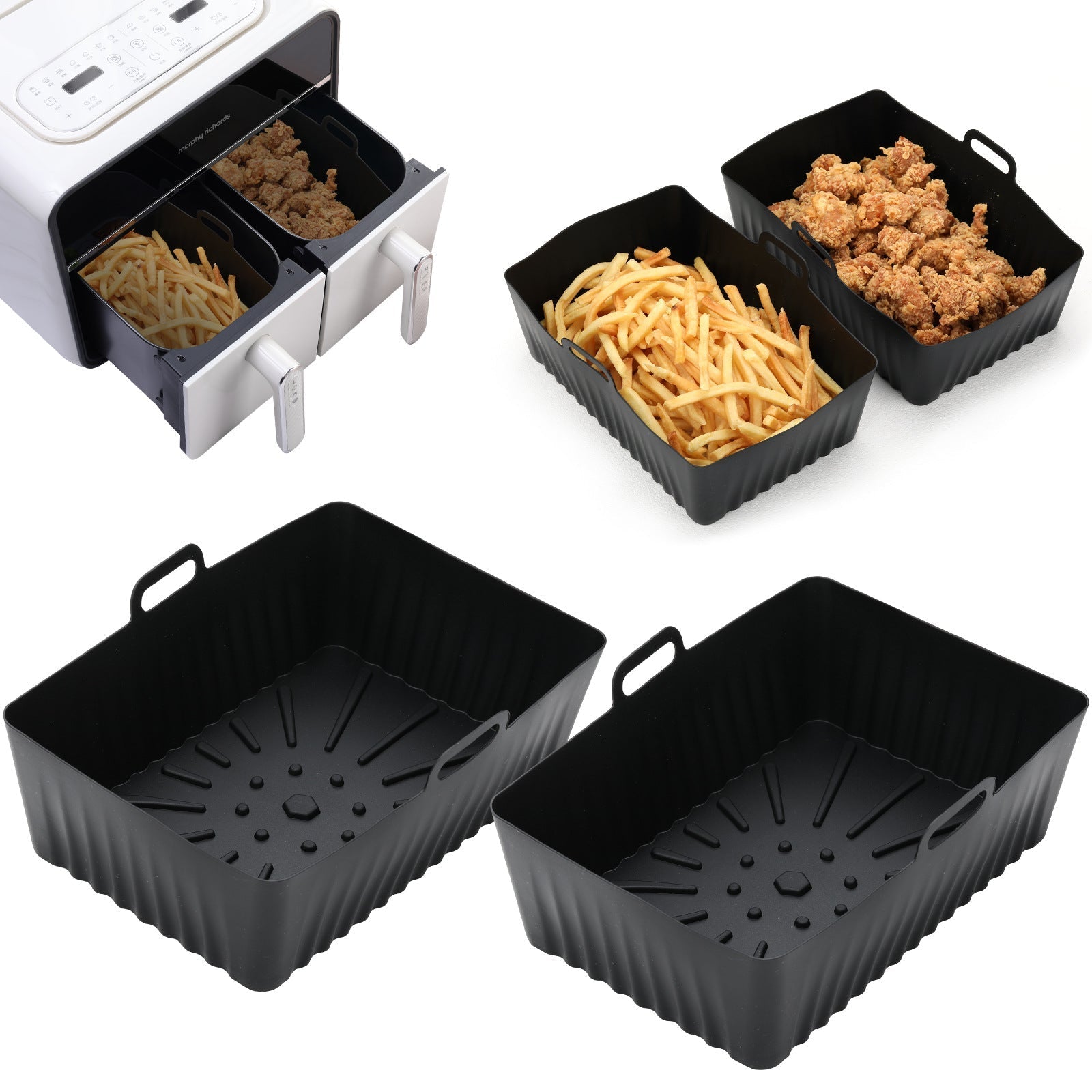 Revestimientos de silicona para freidora de aire, bandeja para hornear reutilizable para cocina, accesorios para freidora de aire
