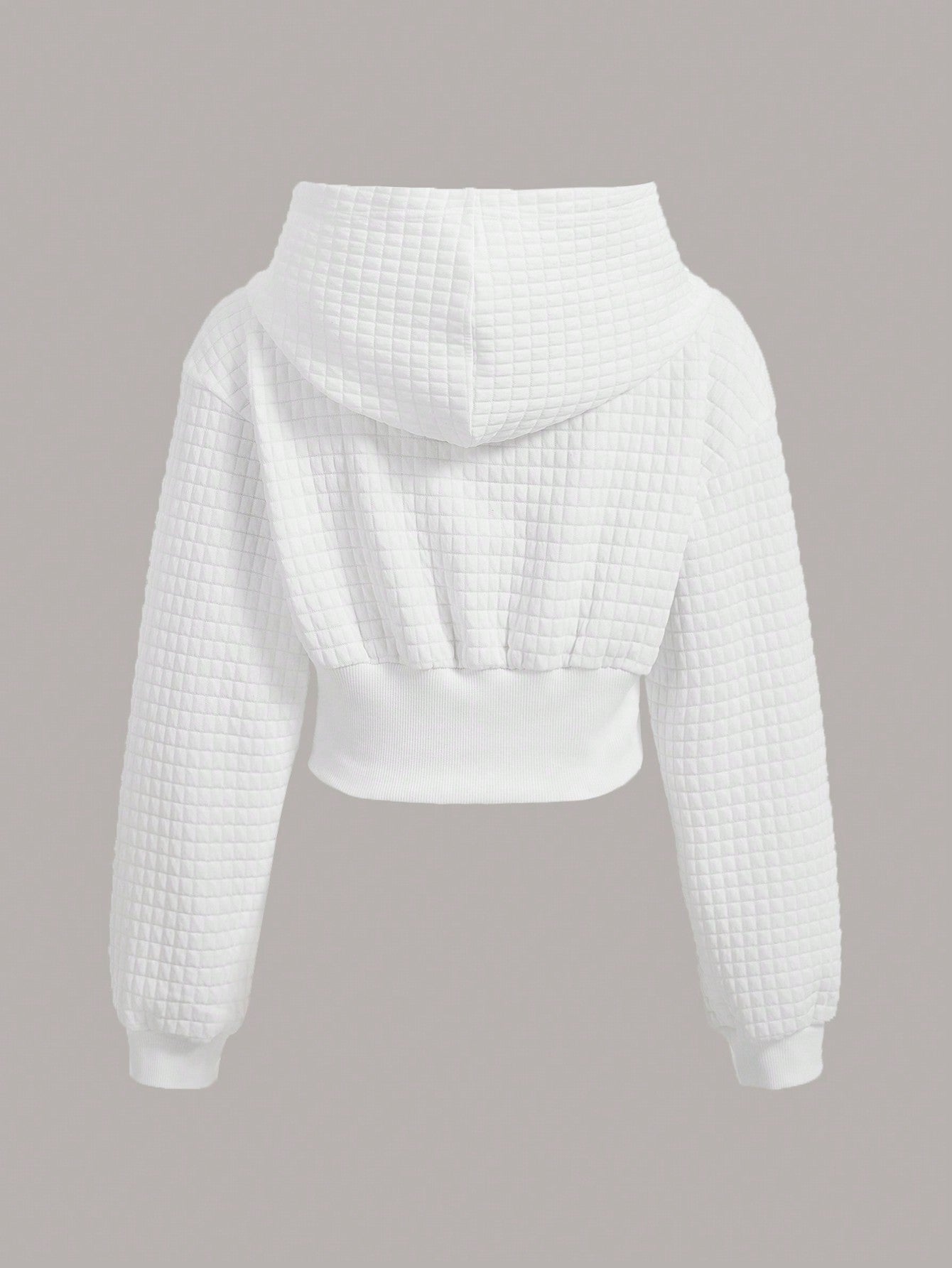 Ezwear capucha crop con slogan con parche con cordon delantero de hombros caidos