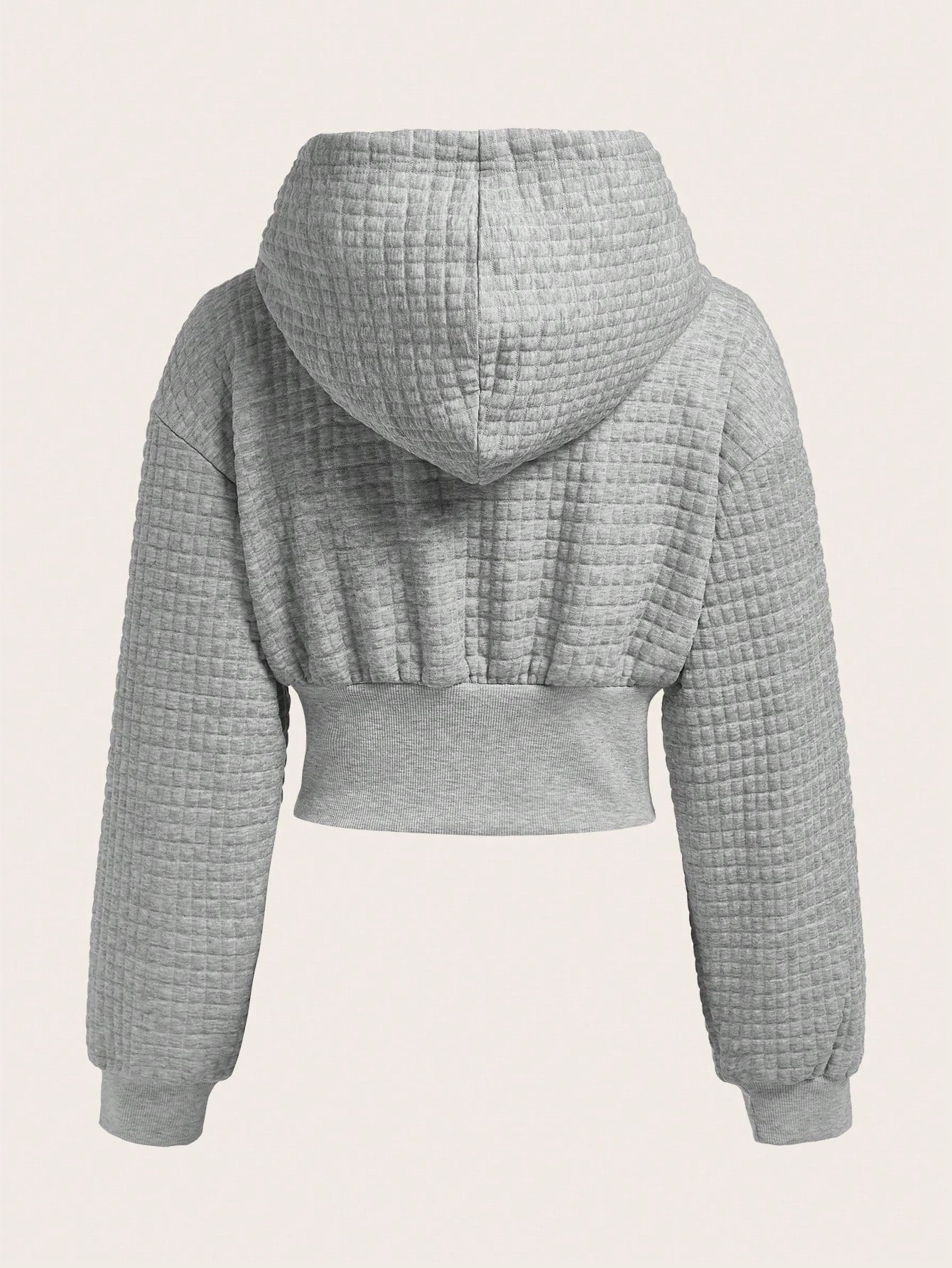 Ezwear capucha crop con slogan con parche con cordon delantero de hombros caidos