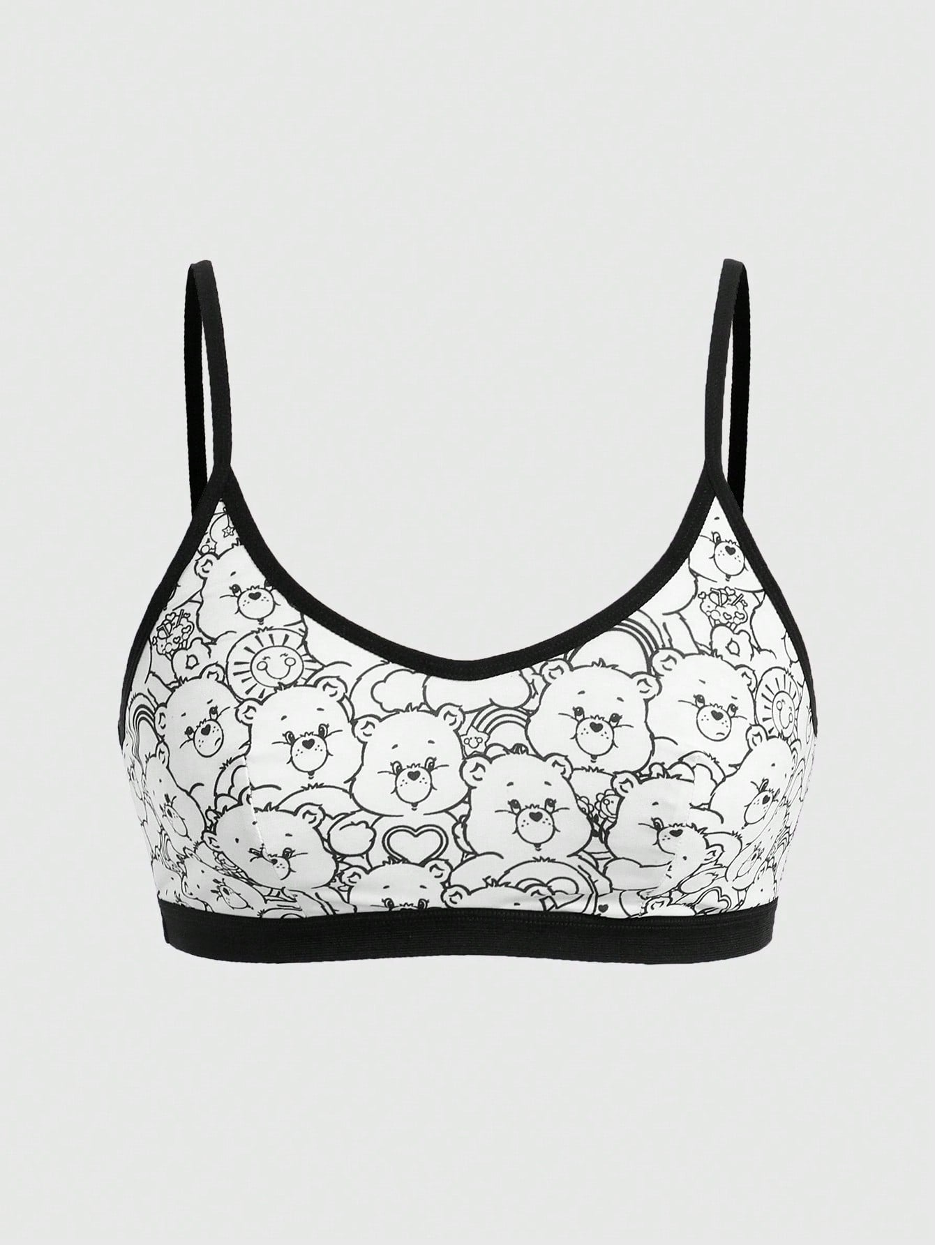 ROMWE X Care Bears Juego De Ropa Interior Blanca Con Estampado De Oso De Dibujos Animados Y Correas Finas