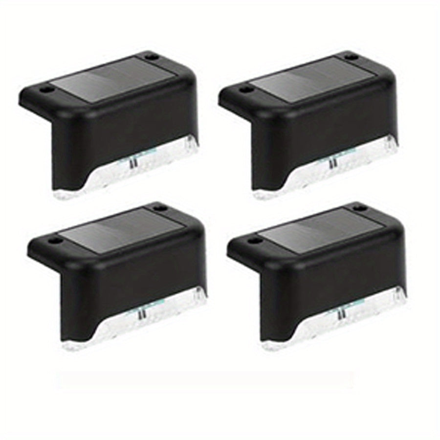 4 luces solares para exteriores, luces decorativas LED para exteriores, luces para caminos de jardín, luces para cercas al aire libre, luces solares para escalones, escaleras al aire libre, escalones, cercas, jardines, balcones, patios y caminos.