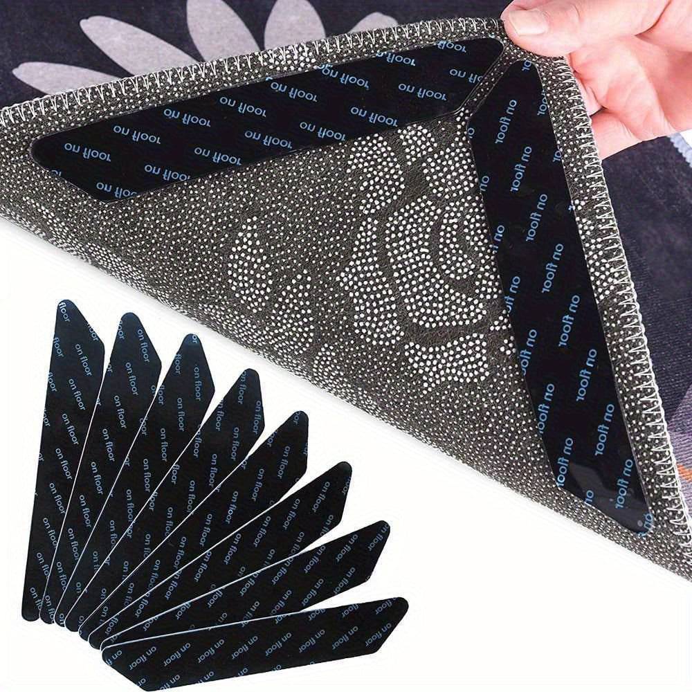 4/8/16/32pcs Agarraderas Antideslizantes para Alfombras, Cinta Autoadhesiva Reutilizable para Esquinas y Bordes, Almohadillas de Fijación Anti-Curling para Cocina y Baño, Pegatinas Fijas para Alfombras