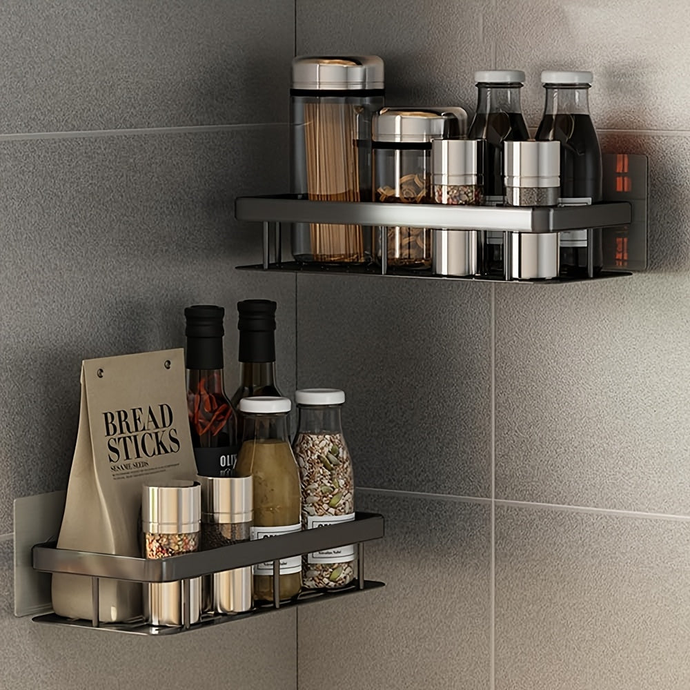 Organizador de ducha montado en la pared, gran capacidad, instalación sin taladro, estante flotante ahorrador de espacio para baño y cocina, fácil de instalar, ideal para guardar artículos de tocador, cosméticos y objetos varios
