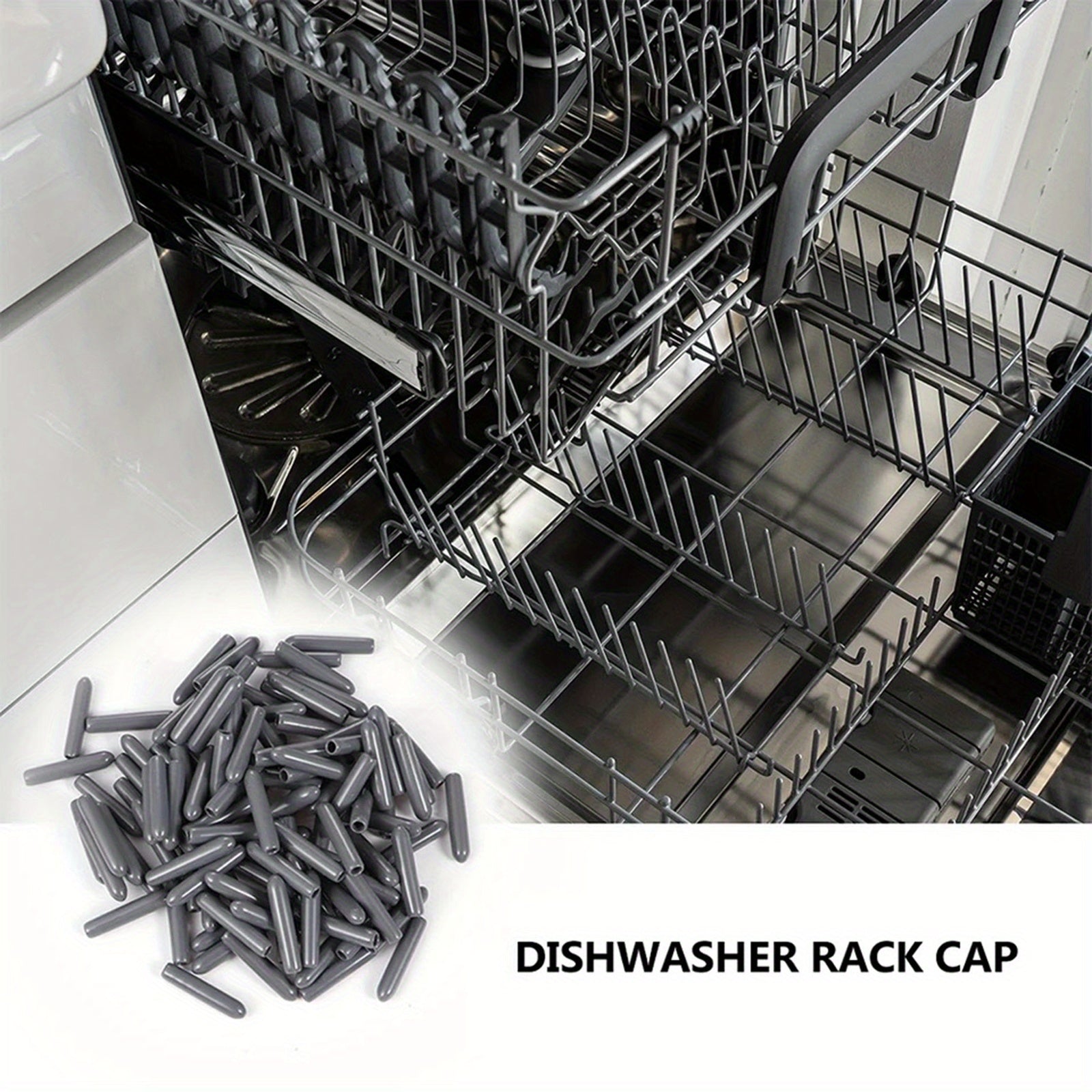 100pcs Cubiertas De Punta De Horquilla Para Lavavajillas, Tapas Flexibles De Extremo Redondo Para Organizador De Estantes, Tapas De Punta De Cubierta De Protector De Hilo De Alambre, 0.11in * 0.98in