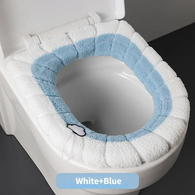 1 cojín para inodoro grueso, cojín extraíble para inodoro, funda universal tejida y cálida para inodoro, cojín lavable para inodoro, cubierta suave de invierno para inodoro, accesorios para baño