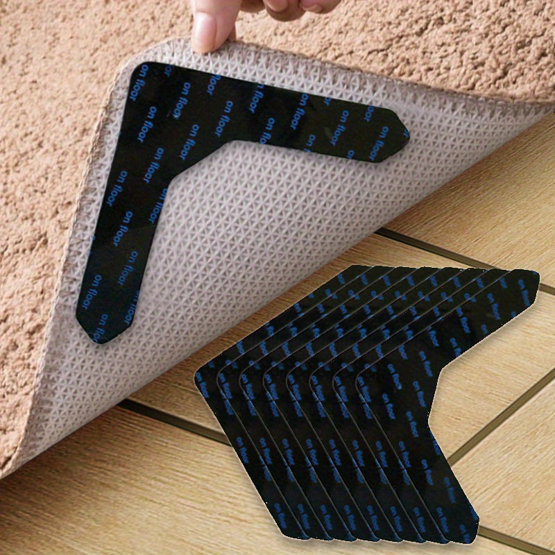 4/8pcs Alfombra Duradera con Pegatinas de Alfombra, Almohadilla Antideslizante Anti-perforación, Cinta de Alfombra Lavable para Pisos de Madera, Pisos de Azulejos, Decoración del Hogar, Decoración de Habitaciones