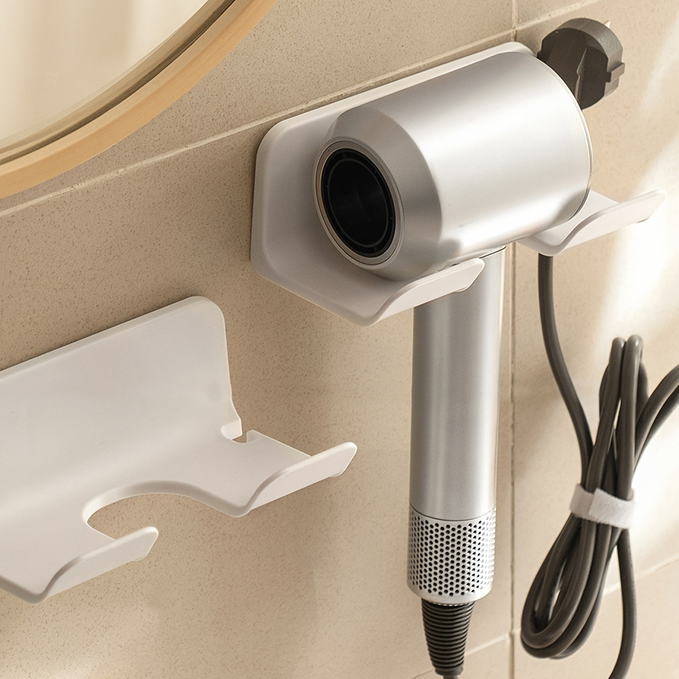 Soporte Para Secador De Pelo Sin Perforaciones, Soporte Universal Para Secador De Pelo, Colgador De Plástico Para Montar En La Pared Del Baño, Estante De Almacenamiento Para Secador De Pelo, Soporte Multifuncional, Accesorios De Baño