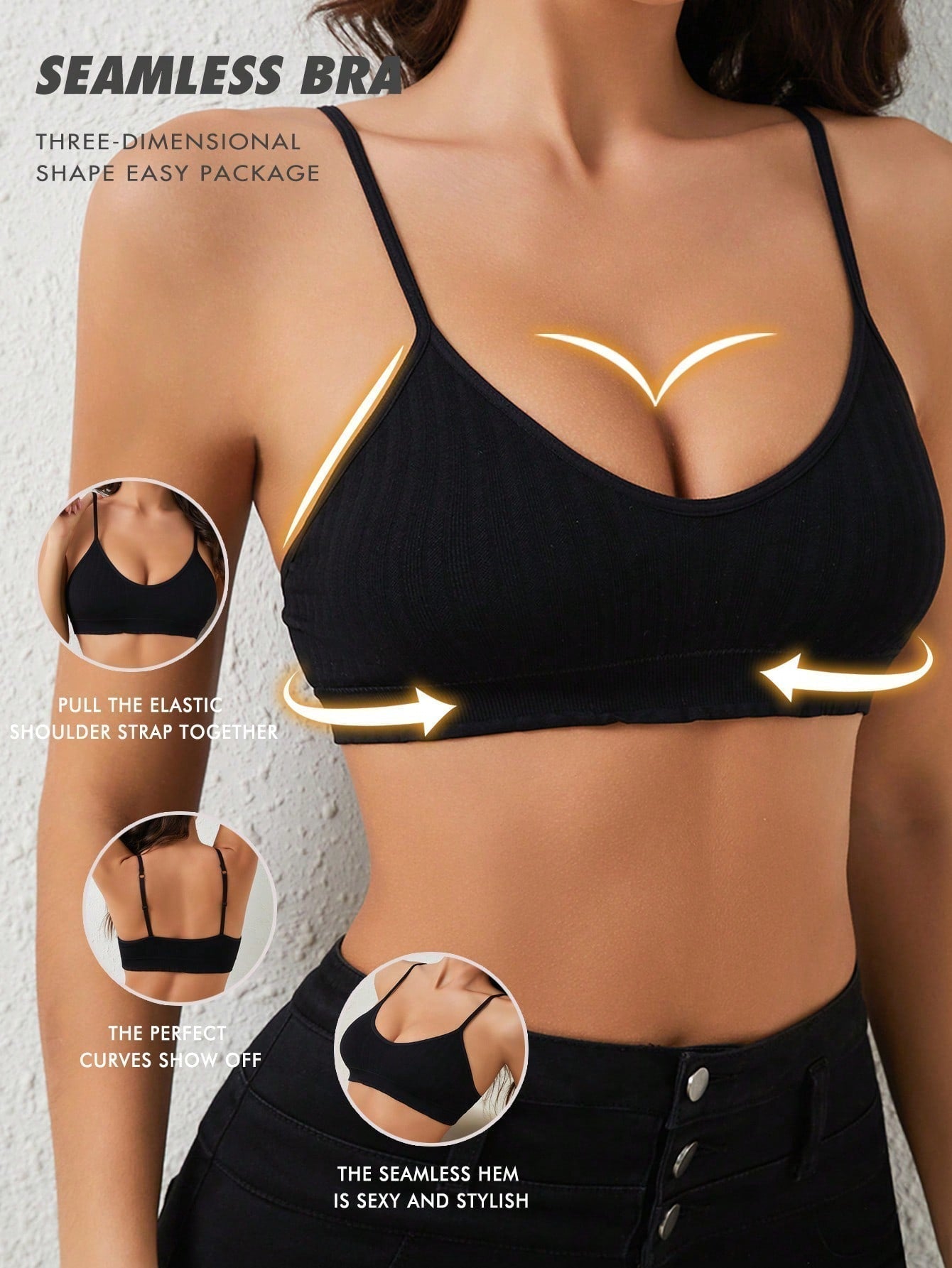 Sujetador De Color Liso Sin Costuras Para Mujer