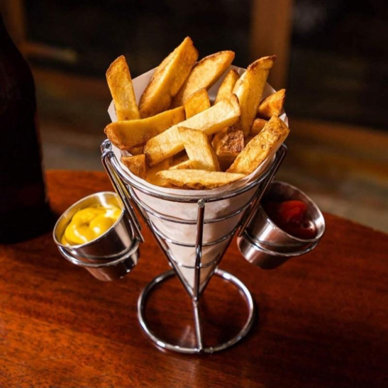 3pcs Cesta de Comida Creativa Americana para Papas Fritas de Restaurante, Cesta de Mini Snacks de Pollo Frito de Hierro Forjado para Restaurante Occidental