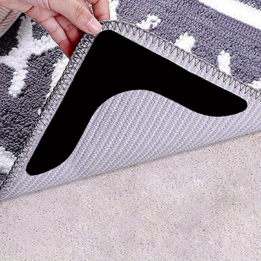 4/8/12pcs Agarraderas para Alfombras con Super Adherencia - Cinta Anti-Rizado para Alfombras Antideslizante Mantiene Tu Alfombra en Su Lugar y Aplana Las Esquinas para Esquinas y Bordes Renovables Negro