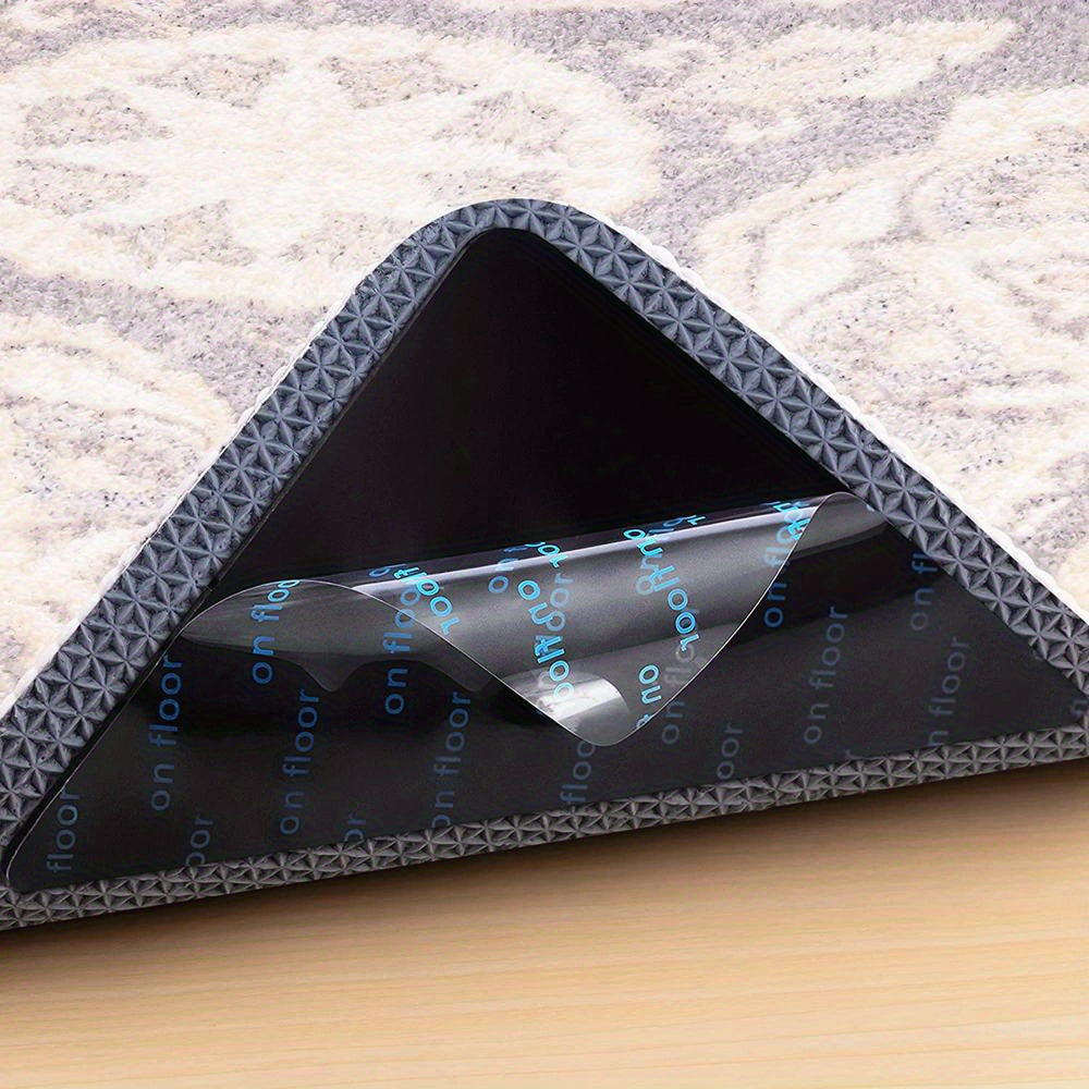 24pcs Sujetadores de Alfombras, Pegatinas de Fijación Antideslizantes, Alfombrilla Antideslizante para Suelos de Madera, Suelos de Azulejos y Mármol, Clips Adhesivos de Doble Cara para Mantener la Esquina Plana, Cinta de Alfombra Removible para Alfombras