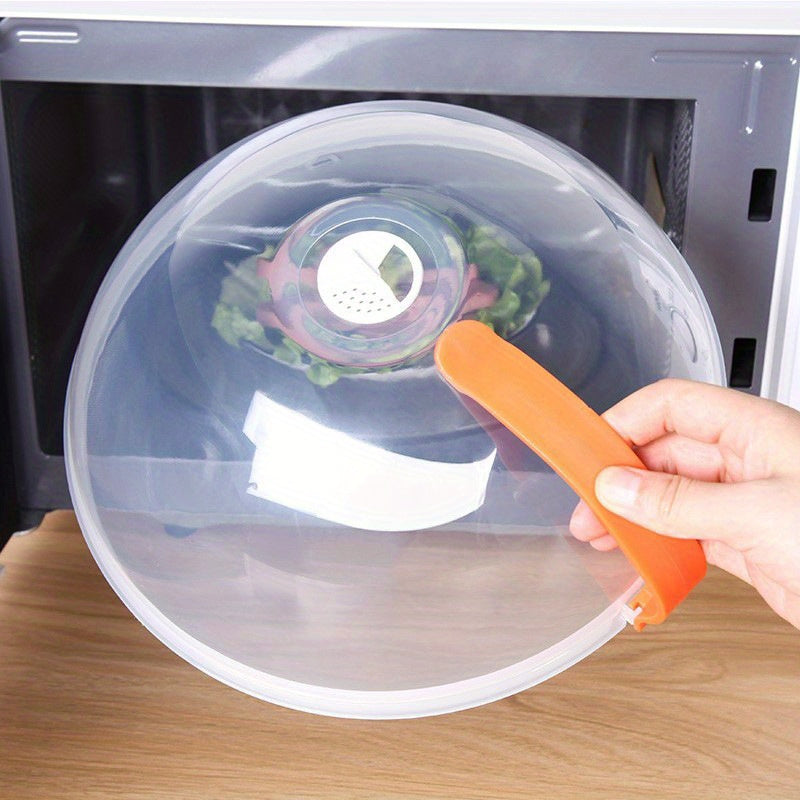 1pieza Cubierta de comida transparente para microondas, a prueba de aceite y salpicaduras, ventilación de vapor, fácil de agarrar, adecuada para hornos de microondas y suministros de cocina