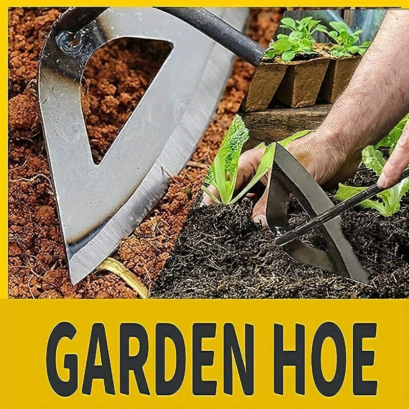 1pz Herramienta de Jardinería de Hierro Templado Hueco Premium con Mango Ergonómico - Rastrillo Manual para Eliminación Eficiente de Malezas y Cultivo en Huertos de Verduras y Camas de Flores, Resistente al Óxido