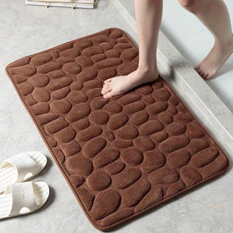 Alfombrilla de Baño OLOEY con Diseño de Guijarros - Textura Suave Antideslizante y Secado Rápido, Lavable a Máquina, Gris Piedra para Ducha, Entrada o Oficina, Decoración Contemporánea, Material Duradero, Práctico y Elegante