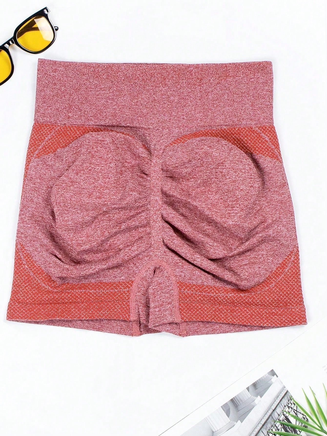 1 pieza shorts de yoga de cintura alta sin costuras amarillos, shorts comodos y transpirables con control de abdomen y levantamiento