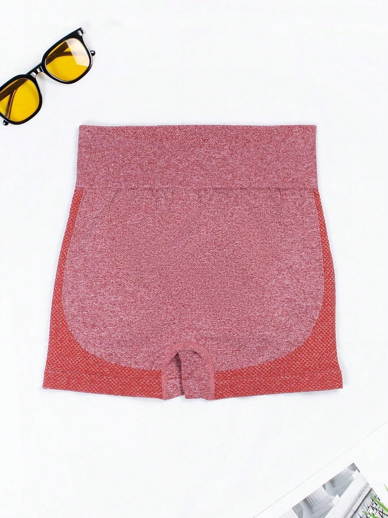 1 pieza shorts de yoga de cintura alta sin costuras amarillos, shorts comodos y transpirables con control de abdomen y levantamiento