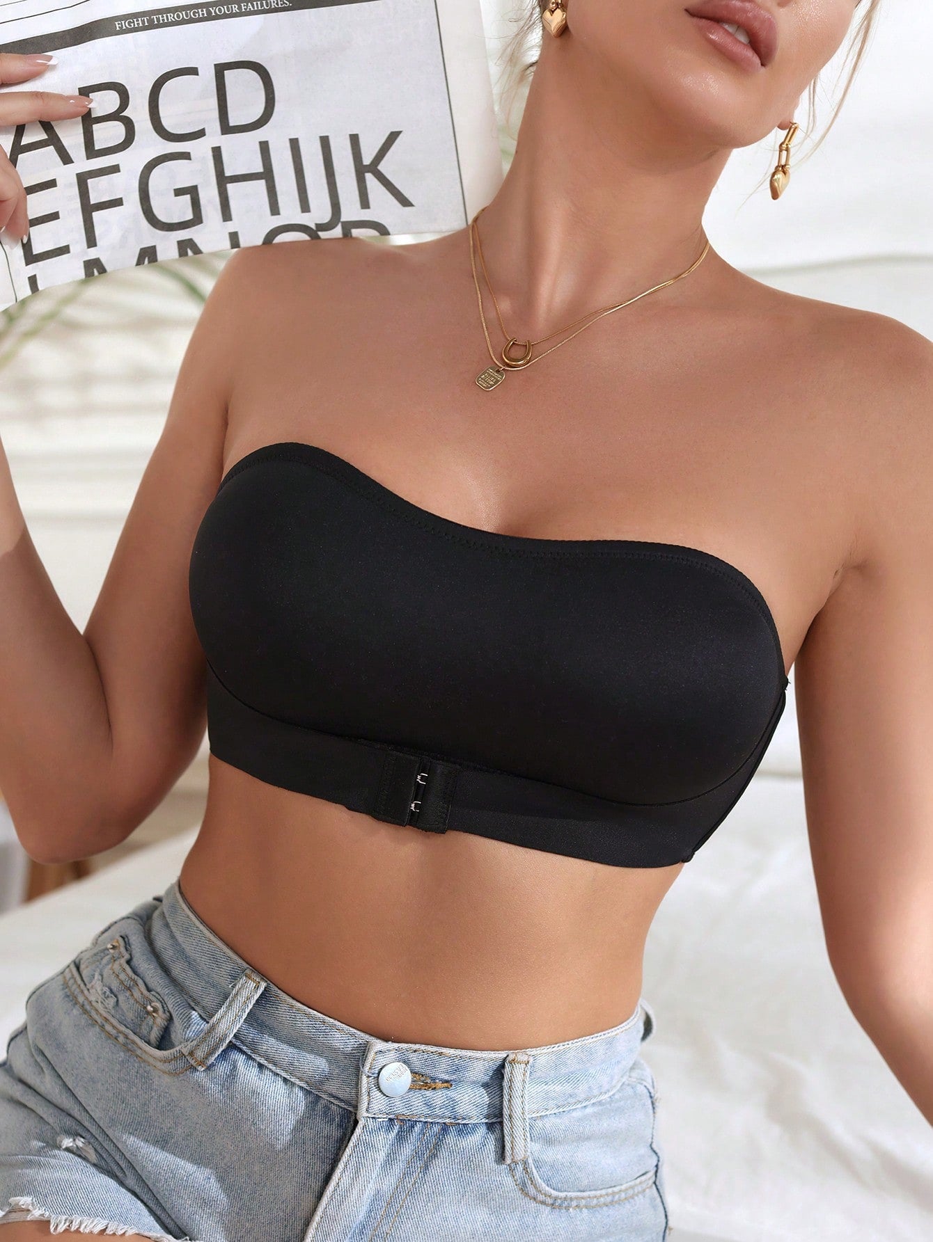 Sujetador push-up de una capa sin aro para mujer con cierre frontal (1 pieza)