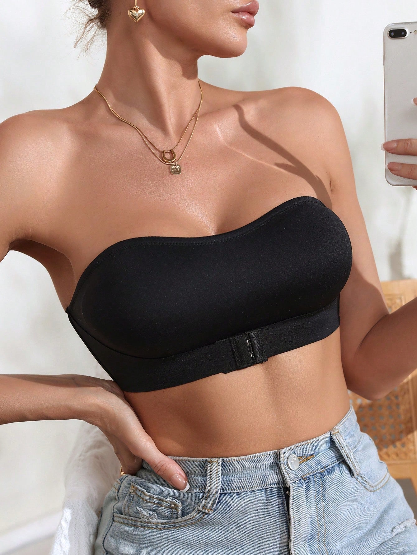 Sujetador push-up de una capa sin aro para mujer con cierre frontal (1 pieza)