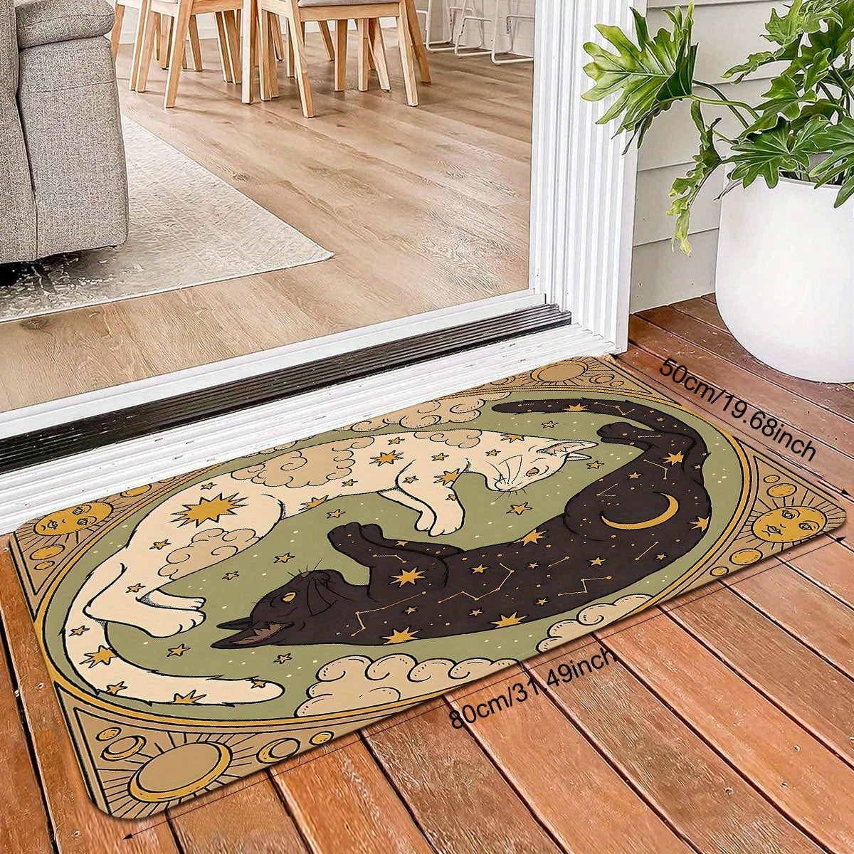 Alfombra de puerta temática de gato de franela suave para PC, alfombrilla de piso de poliéster suave, adecuada para tapetes ligeros en cocinas, dormitorios, comedores y oficinas en casa