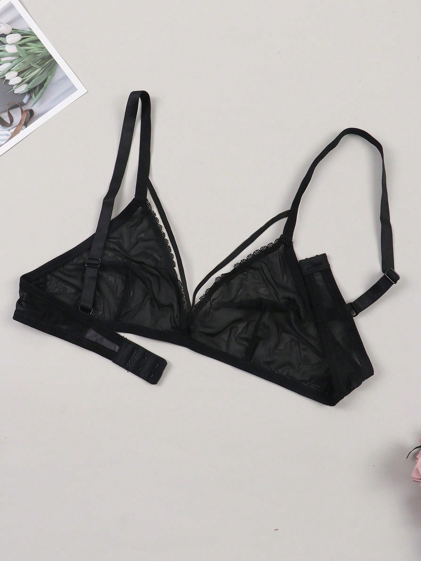 NEW Bralette semitransparente cruzado y sexy sin aro para mujer con forro ligero