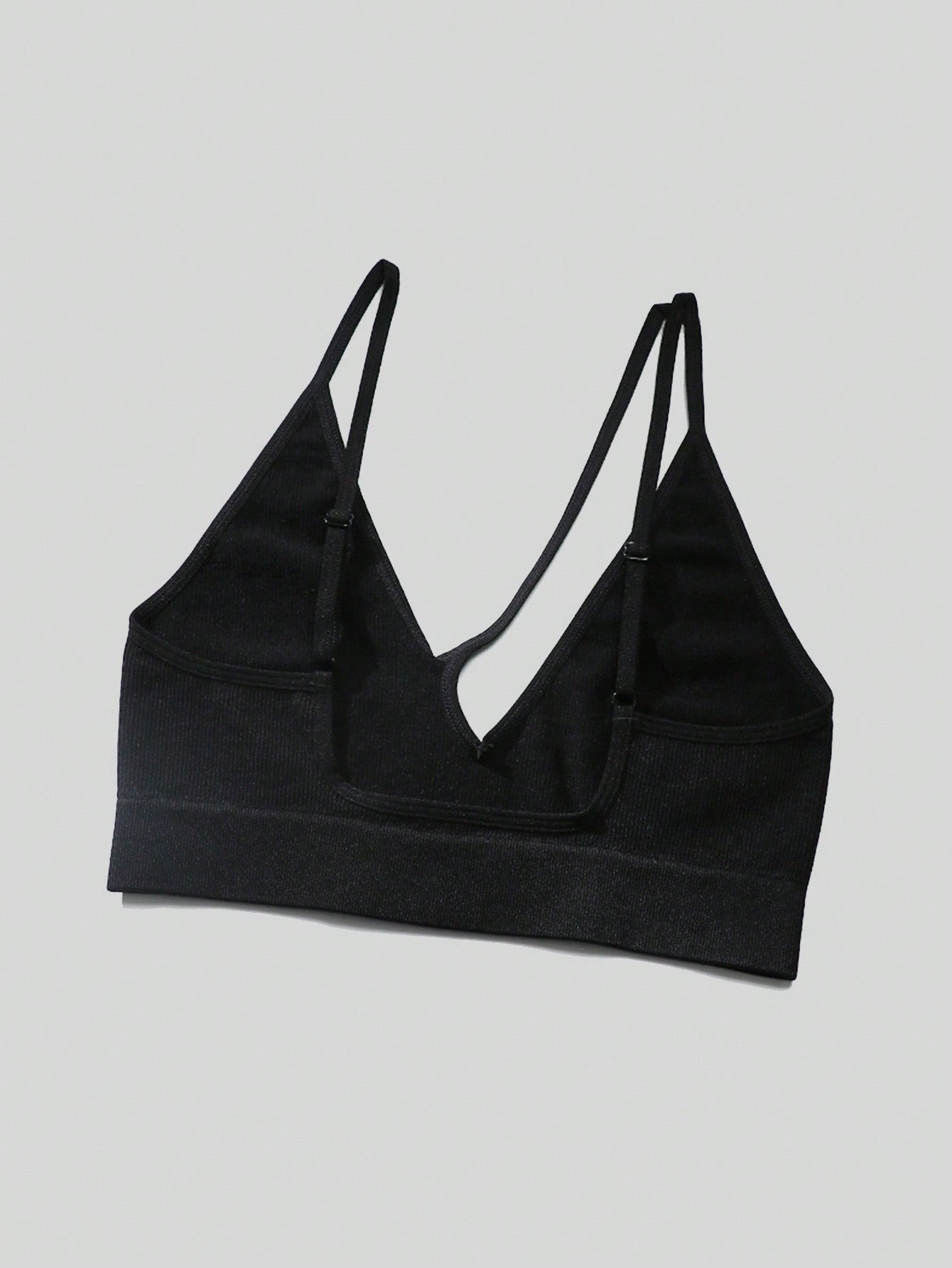 Sujetador sin costuras sexy para mujer, sin relleno, negro, correas delgadas, chaleco deportivo/fitness/yoga, soporte de espalda