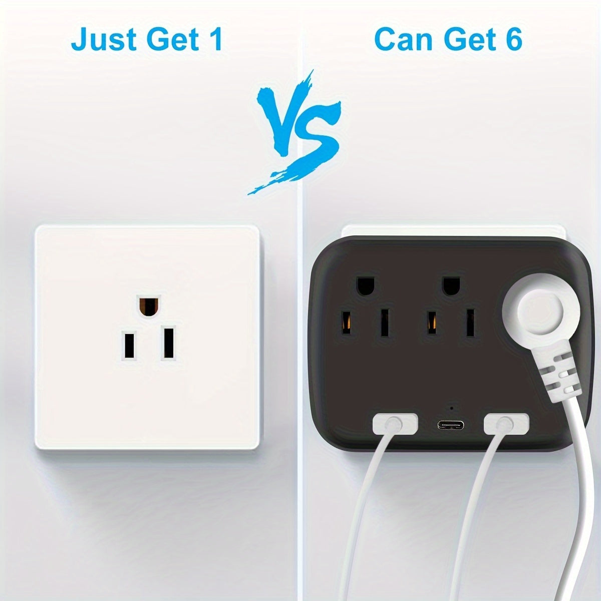 3 Enchufes de CA + 3 Puertos USB: ¡El Adaptador de Expansión de Enchufes Múltiples Definitivo con Cargador USB C!