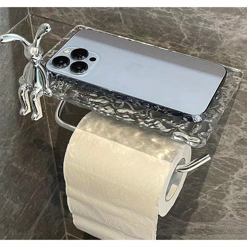 Portarrollos de papel higiénico acrílico con soporte para teléfono - No se requiere taladrar, Halloween, Decoraciones navideñas