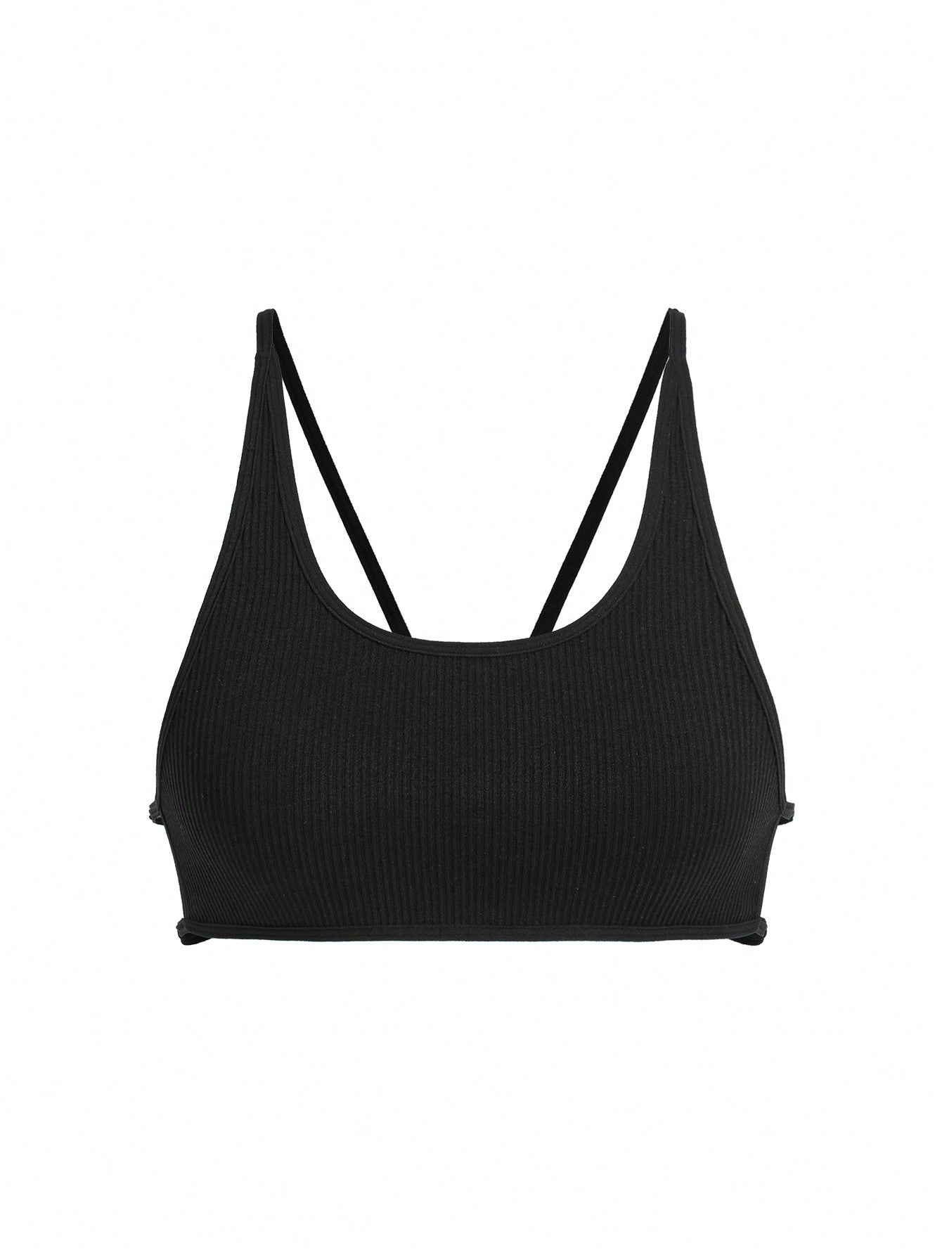 Leisure Sujetador sin acolchado con cuello en U, sin costuras, con ribete acanalado y atado en la espalda, ropa interior comoda para mujer