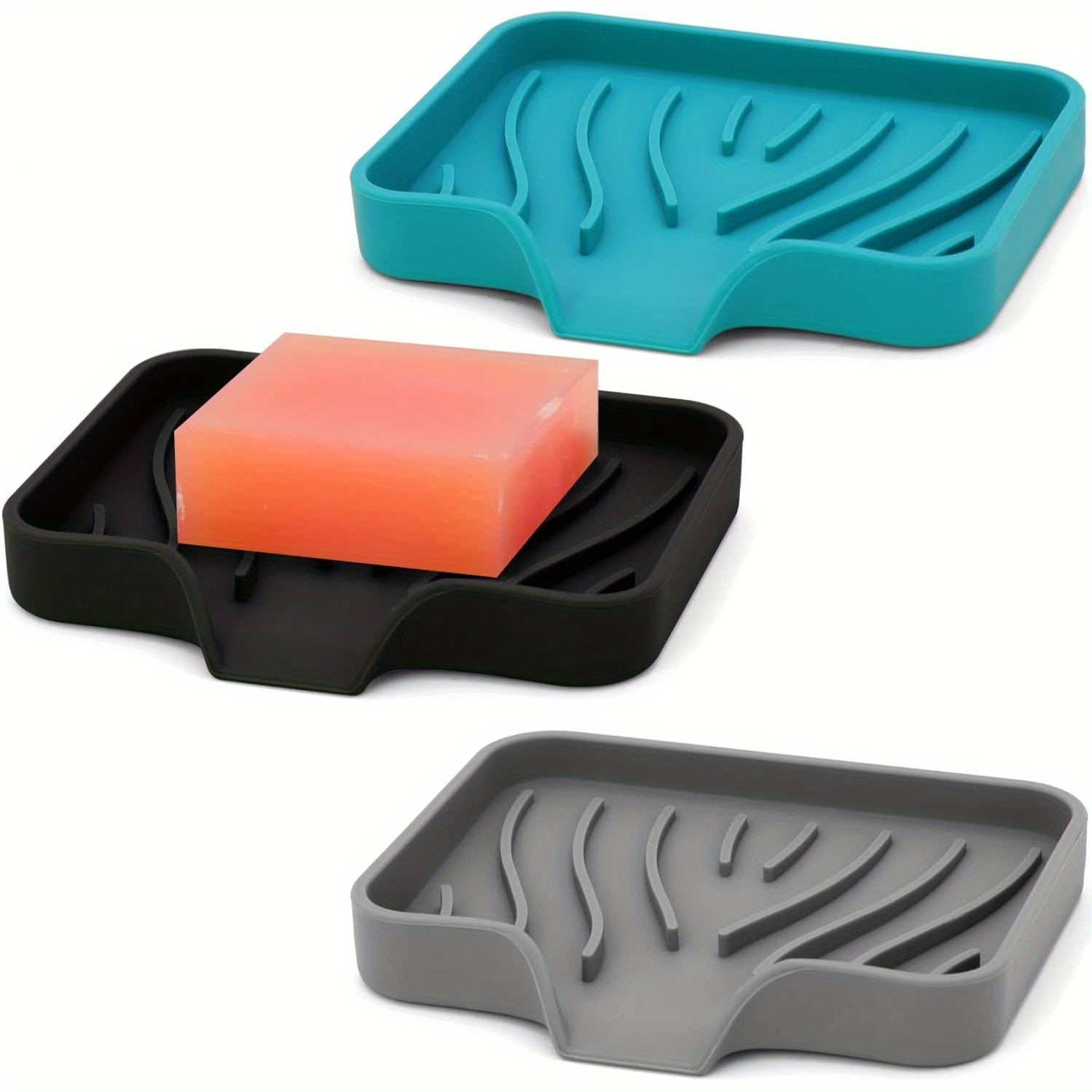 1pc Plato de Jabón de Barra Premium, Fácil de Limpiar, Bandeja/Soporte de Jabón de Silicona Suave con Drenaje Automático para Ducha, Baño, Cocina, Bañera, Mantén el Jabón Seco, Prolonga la Vida del Jabón, Decoración de Regalo de Navidad/Halloween
