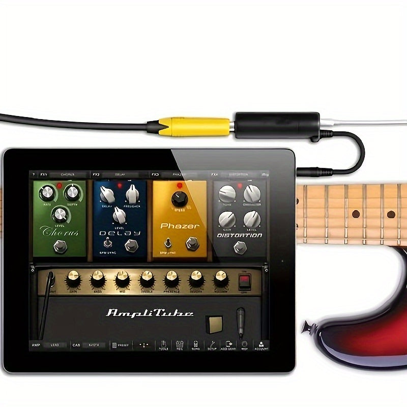 Adaptador de interfaz de guitarra iRig para Android e iOS - Conversor de línea de entrada plug-and-play con afinador, control de volumen y bucle de efectos para la práctica y grabación de guitarra móvil, adaptador de interfaz de guitarra, accesorio de gu