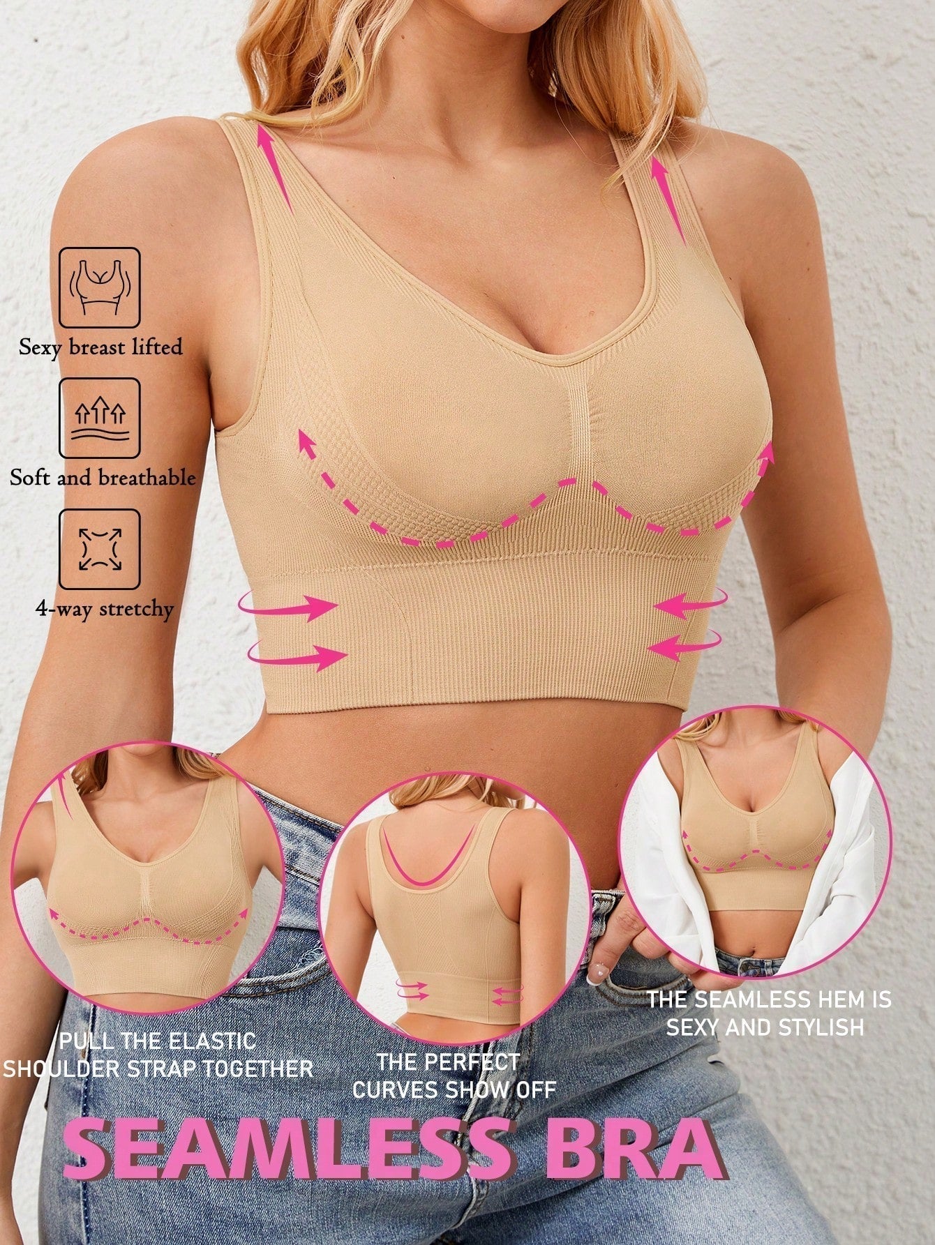 NEW Top de tanque doble sin costuras para mujer con sujetador comodo y transpirable, articulo individual
