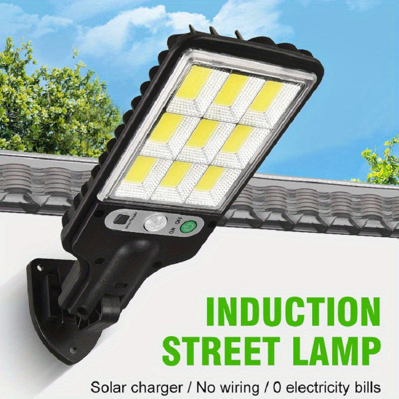 Lámpara solar con sensor de movimiento ANKRIYUL, control remoto incluido, plástico resistente, sensor infrarrojo para jardín, patio y seguridad exterior, incluye pilas para el control, carga solar, iluminación exterior moderna