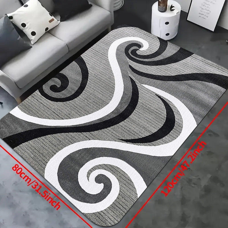 1 pieza, alfombra moderna para sala, diseño de líneas simples, alfombra suave, 1.2 cm de grosor, lavable, antideslizante, para sala, patio, oficina y cocina