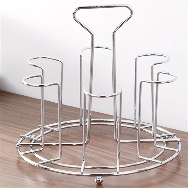 Soporte para tazas de acero inoxidable con base alta, elegante porta vasos de metal, escurridor para mostrador de cocina, organizador de tazas