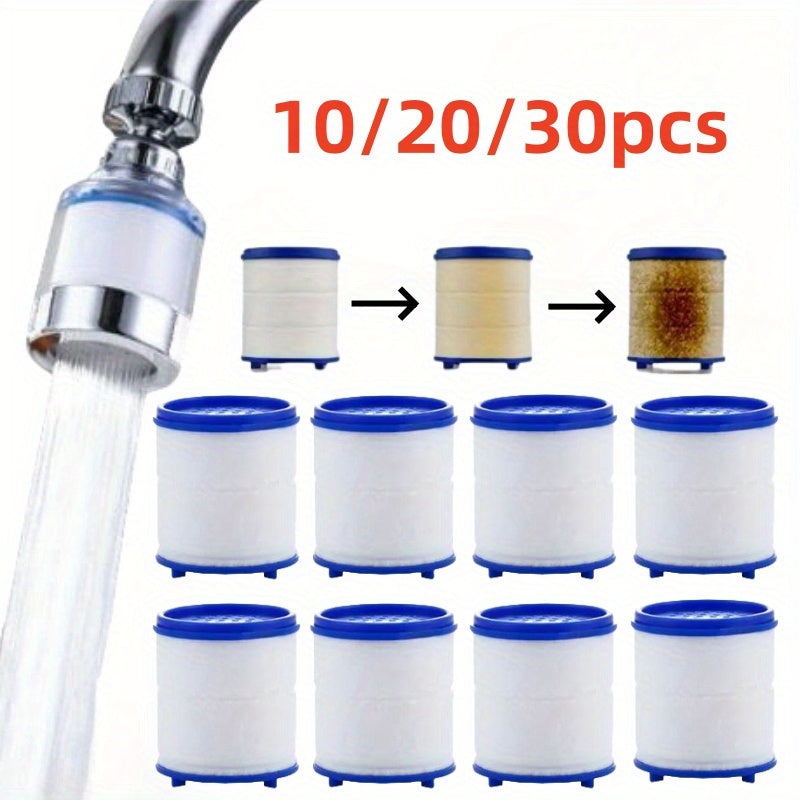 10/20/30pcs elemento de filtro de agua de repuesto para grifo de cocina, sistema de filtro de cabezal de ducha de baño, elemento purificador de grifo de fregadero de instalación universal