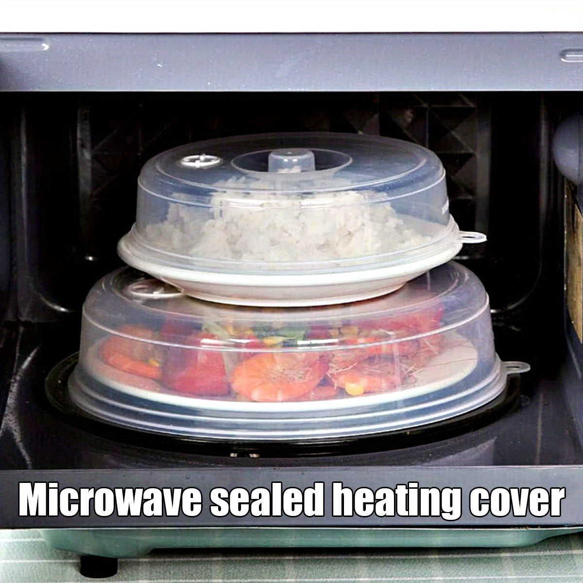 2 paquetes de tapas de calentamiento selladas aptas para microondas para la conservación de alimentos en la cocina, tapas de platos transparentes sin BPA para verduras y frutas, aptas para el contacto con alimentos, resistentes al calor - juego de 23,01