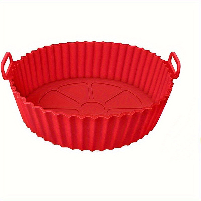 1pieza Estera de Silicona para Freidora de Aire - 8 Pulgadas Plegable, Reutilizable Bandeja de Horneado de Alta Temperatura con Asa, Ideal para Freír al Aire y Hornear, Esenciales para Hornear|Diseño Plegable|Construcción de Silicona, Bandeja de Horneado
