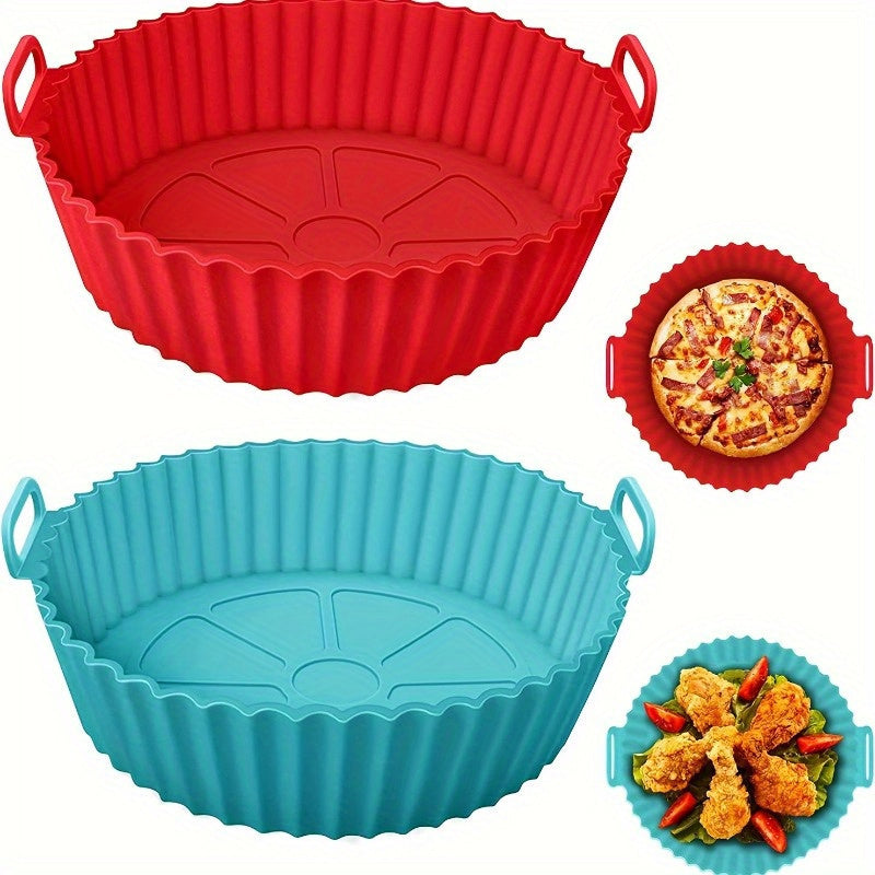 1pieza Estera de Silicona para Freidora de Aire - 8 Pulgadas Plegable, Reutilizable Bandeja de Horneado de Alta Temperatura con Asa, Ideal para Freír al Aire y Hornear, Esenciales para Hornear|Diseño Plegable|Construcción de Silicona, Bandeja de Horneado