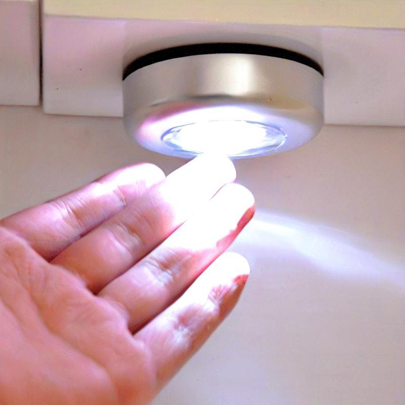 Luz Nocturna Táctil Inalámbrica de 3 LED - Adhesiva, Funciona con Pilas, Portátil, Fácil Instalación, Perfecta para Armarios, Pasillos, Baños y Más - No Requiere Cableado (Pilas No Incluidas)