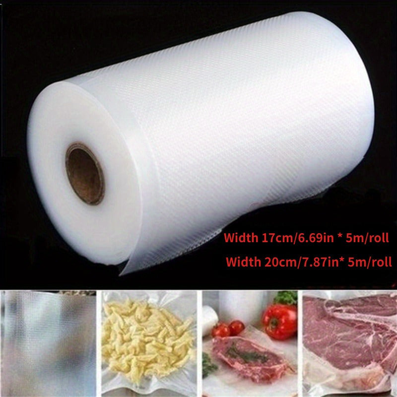 Bolsas de sellado al vacío de PE para almacenamiento de alimentos, de un solo uso, en varios tamaños (11.99/15.01/16.99/19.99/22.0/24.99/27.99 cm de ancho) x 5.0 metros de largo, para conservar la frescura.