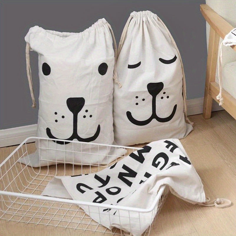 Bolsas de almacenamiento de lavandería de lona con cierre de cordón - Tela de tejido no tejido multipropósito, organizador rectangular de edredón, bolsa de ropa sucia para viajes, hogar, dormitorio - 1PC