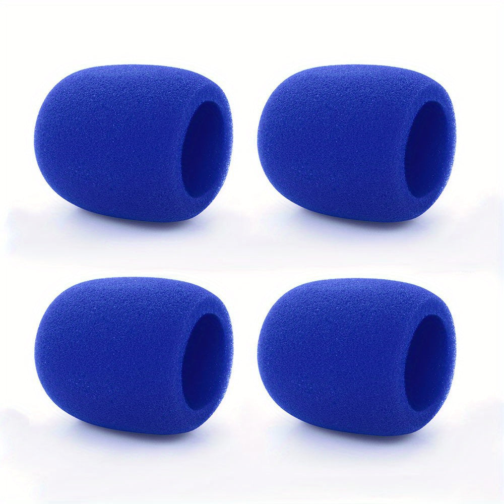 4pcs Cubiertas de Espuma para Micrófono Vibrantes - Gruesas, Suaves Pantallas Antiviento para Micrófono de Mano en Rojo, Verde, Azul, Amarillo - Elásticas, Fáciles de Usar para KTV, Conferencias, Actuaciones, Micrófono para Grabación