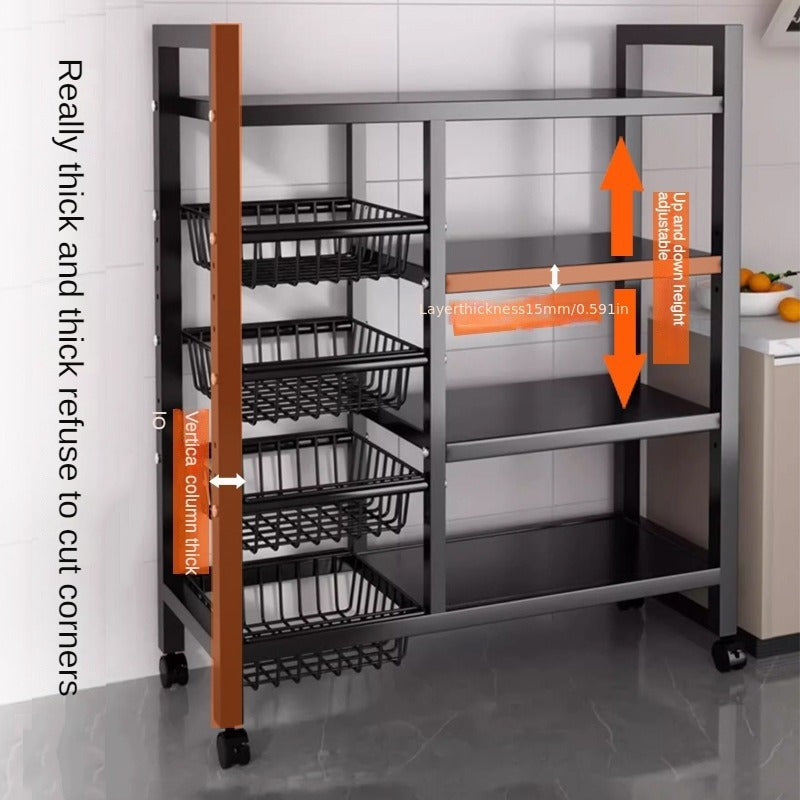 Estantería de Cocina de Acero de Alta Resistencia con Estabilizador Ajustable - Estantería Abierta de Múltiples Niveles para Microondas y Electrodomésticos, No Requiere Montaje