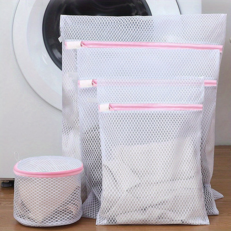 4 paquetes de bolsas de malla para ropa con cremallera, bolsas de lavado duraderas para ropa, ropa interior y alimentos cocinados, bolsas de tela rectangulares multiusos para uso en lavadora