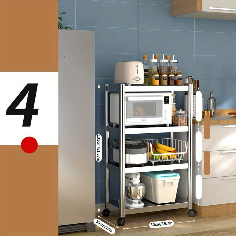 Estante de cocina de acero inoxidable de 4/5 niveles - Soporte para microondas y horno industrial con almacenamiento, estante independiente para artículos esenciales del hogar y la oficina