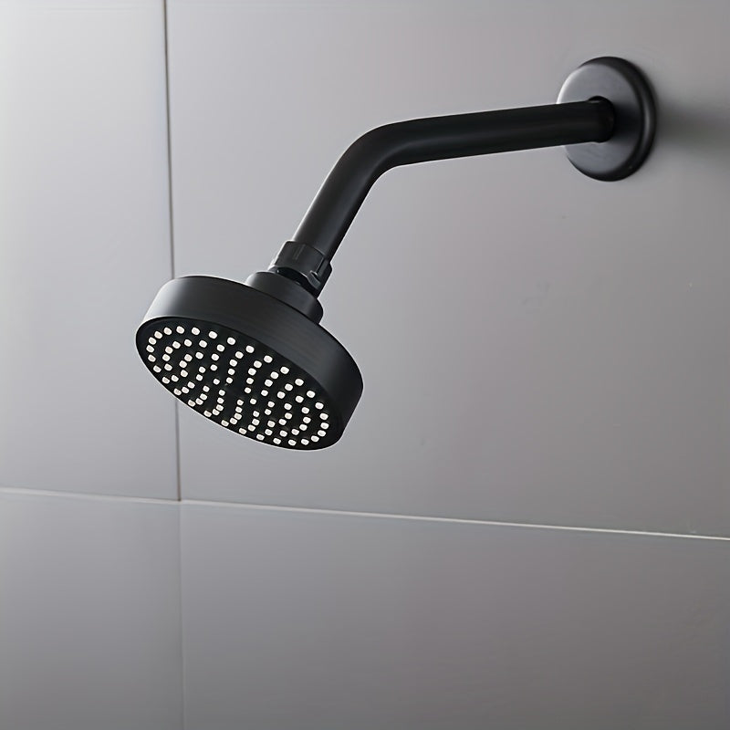 Cabezal de ducha redondo de alta presión - Duradero, fácil de limpiar, montado en la pared, gran flujo de agua, acabado en metal negro, actualización esencial del baño para uso doméstico, accesorios de ducha, accesorios de baño