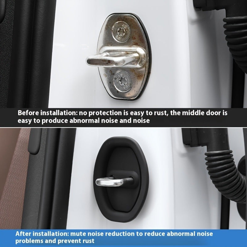 4pcs Funda Protectora de Silicona para Cerradura de Puerta, Almohadilla de Absorción de Impactos para Cerradura de Puerta de Coche, Pegatina Anticolisión Gruesa para Protección Integral, Antioxidante y Reducción de Ruido, Adecuada para Todos los Modelos
